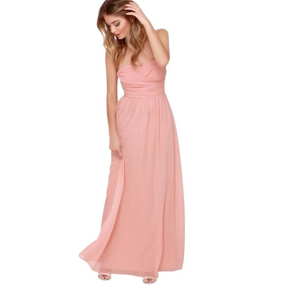 Lulu's Blush Strapless Maxi Dress - Picture 4 of 14
